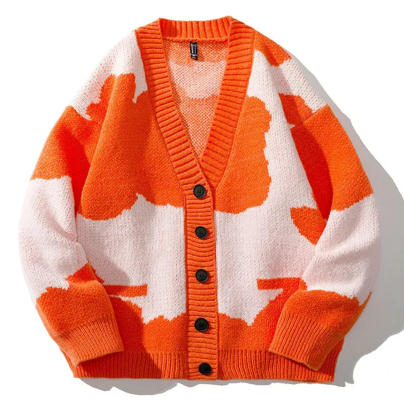 Cardigan en tricot pour homme – Nouvelle collection automne-hiver – Veste d'extérieur pour jeune étudiant – Pull jacquard contrastant , Parfait pour jeune .